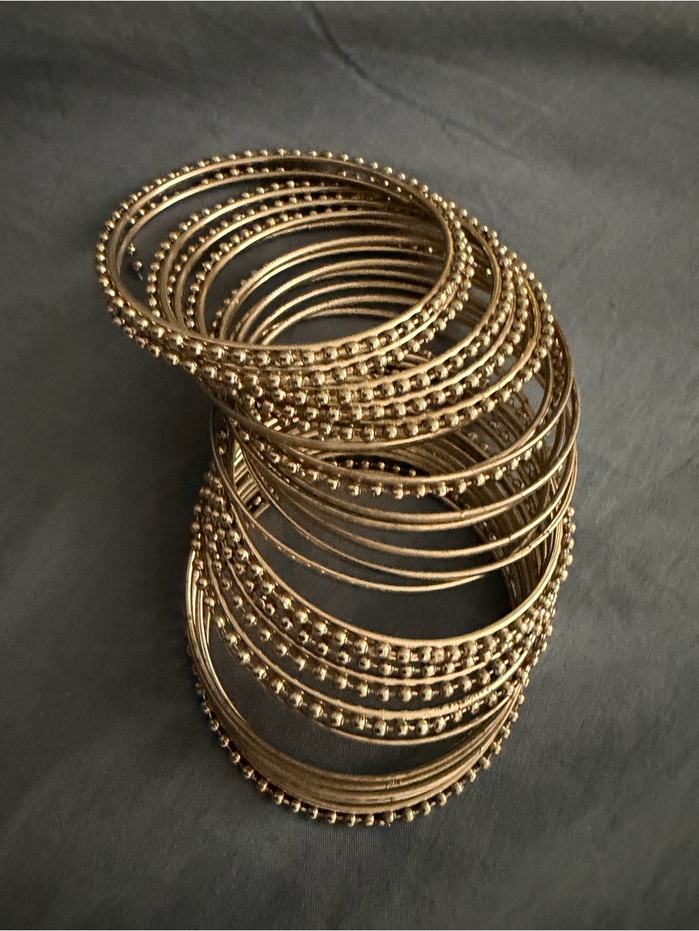 Silver Beaded Stackable Bangle Bracelet Set - Women Jewelry